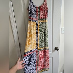 Women's MSK Colorful Patchwork Floral Maxi Dress SIZE S